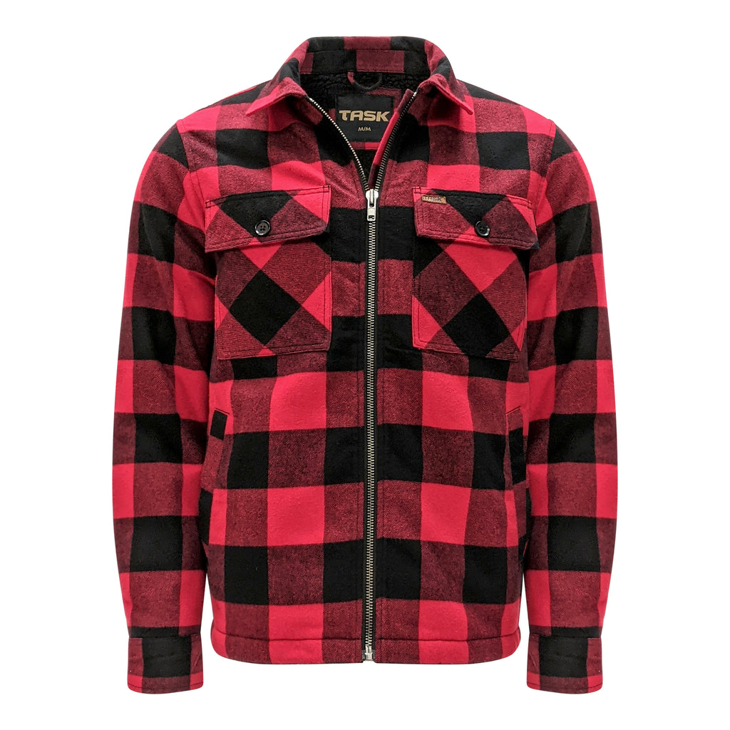 Men’s Sherpa Lined Flannel Jacket with Zip Closure