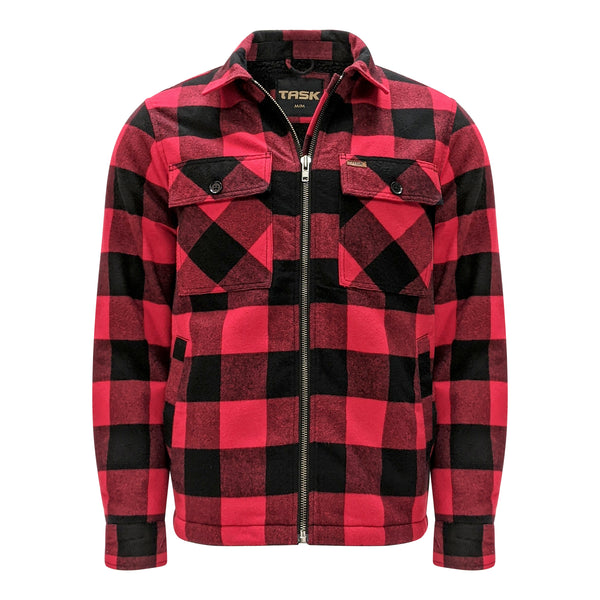 Men’s Sherpa Lined Flannel Jacket with Zip Closure